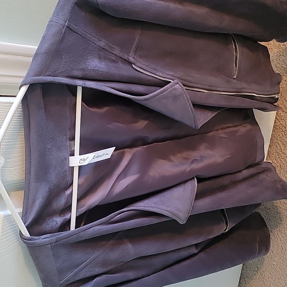 New york collection size large blue suede motto jacket